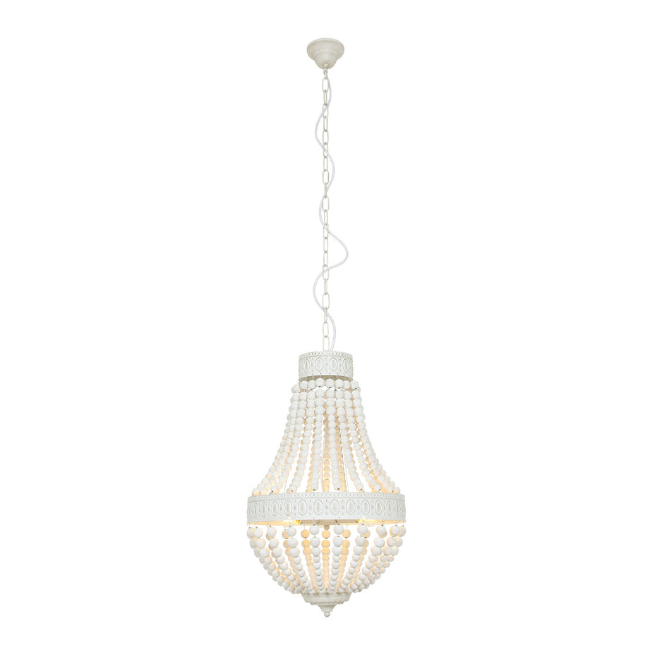 Hanglamp Ella 10191W witte kralenlamp met romantische charme
