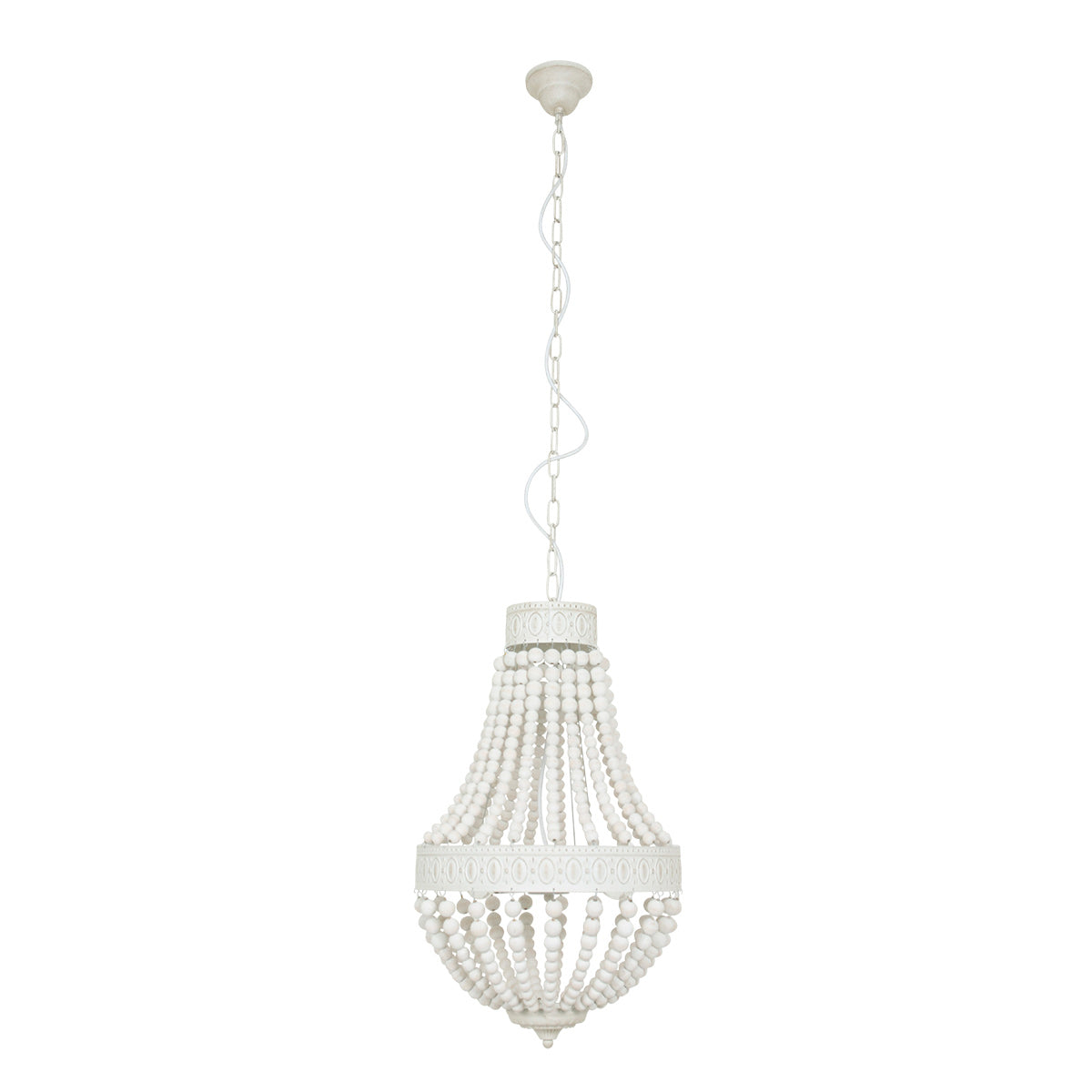 Hanglamp Ella 10191W witte kralenlamp met romantische charme