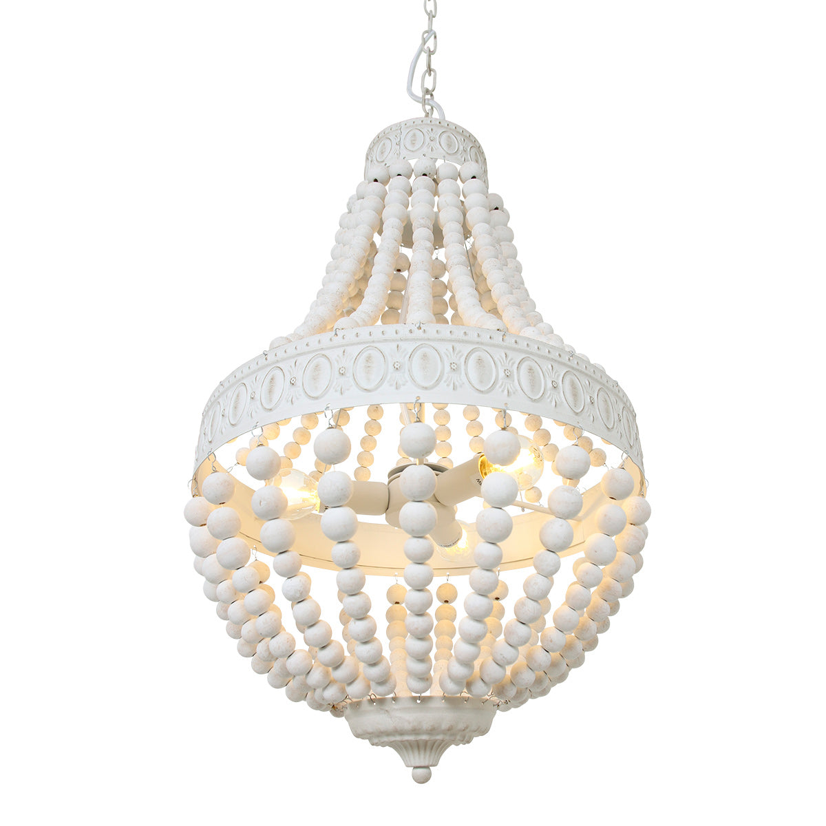 Hanglamp Ella 10191W witte kralenlamp met romantische charme