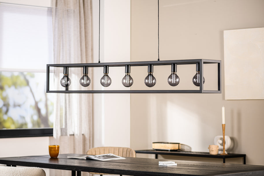 Hanglamp, 7-lichts, H340, zwart