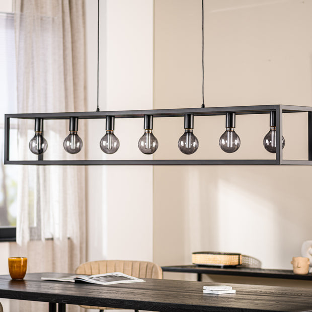 Hanglamp, 7-lichts, H340, zwart