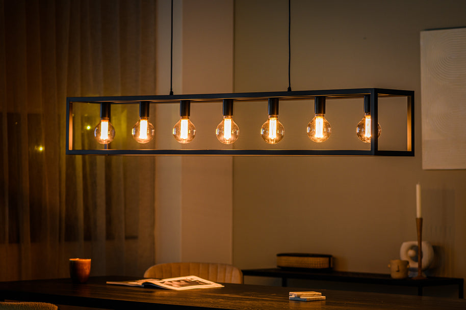 Hanglamp, 7-lichts, H340, zwart