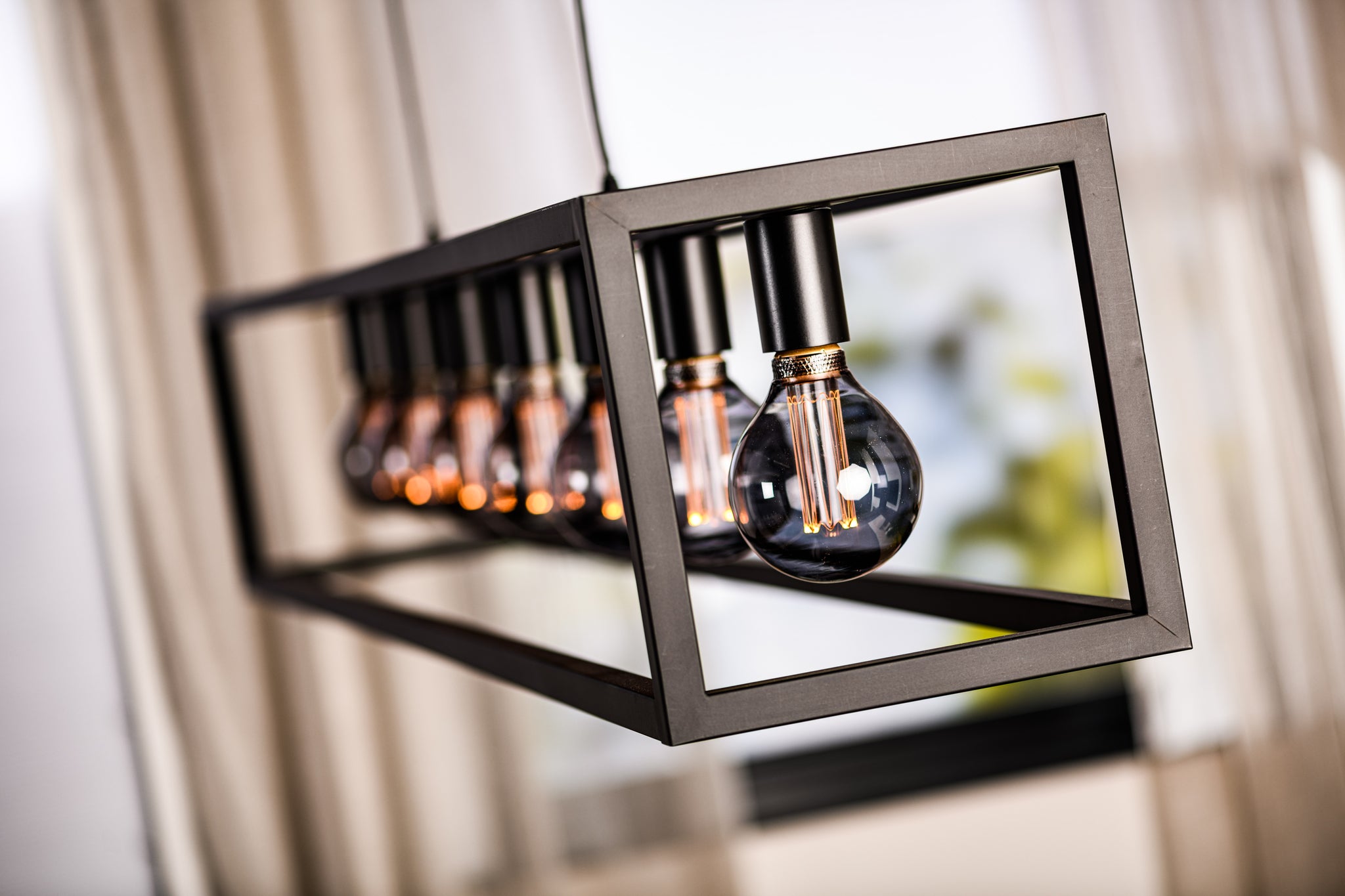Hanglamp, 7-lichts, H340, zwart