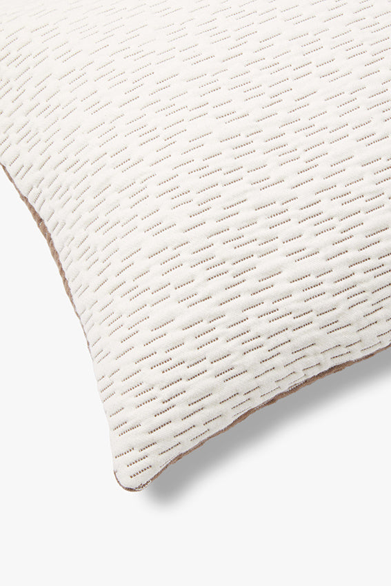 Tweekleurige zachte gequilte sierkussenhoes Olivia 60x40 cm bruin-ecru