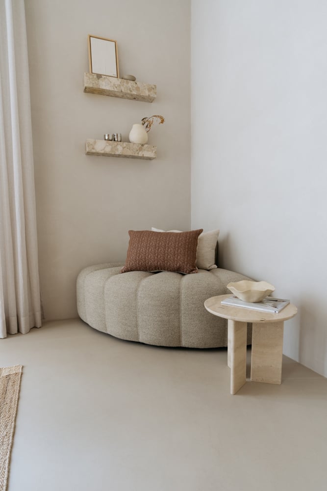 Tweekleurige zachte gequilte sierkussenhoes Olivia 60x40 cm bruin-ecru