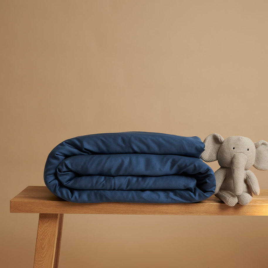 Coco & Cici - Tencel-satijn dekbedovertrek 100 x 135 cm - 1-persoons beddengoed - kinderbeddengoed - Lyocell - hypoallergeen en extra zacht - blauw