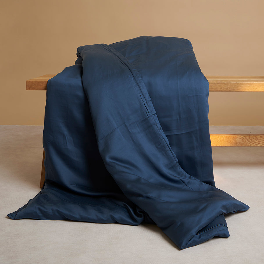 Coco & Cici - Tencel-satijn dekbedovertrek 100 x 135 cm - 1-persoons beddengoed - kinderbeddengoed - Lyocell - hypoallergeen en extra zacht - blauw