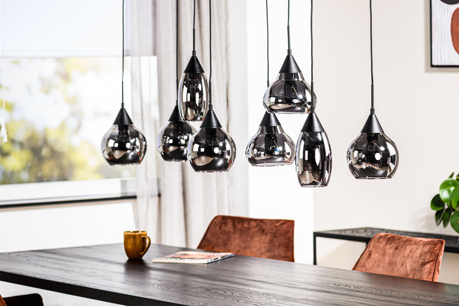 Hanglamp, 8-lichts, H340 gerookt glas