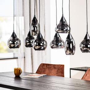 Hanglamp, 8-lichts, H340 gerookt glas