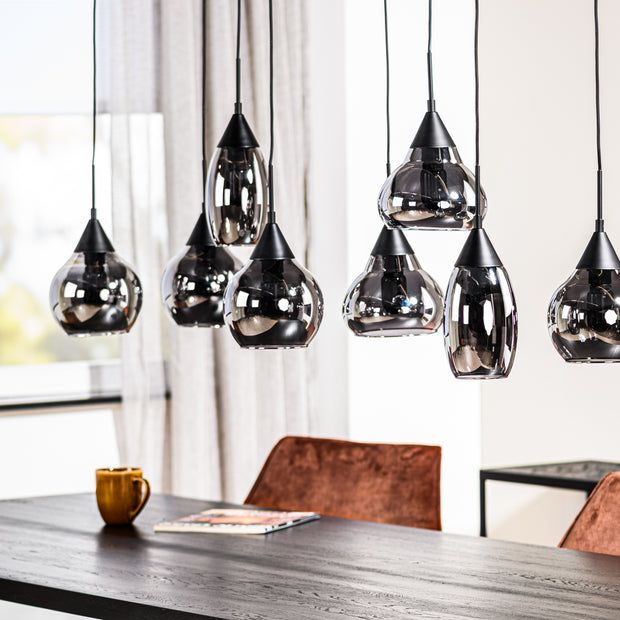 Hanglamp, 8-lichts, H340 gerookt glas