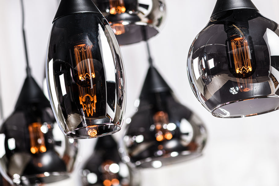 Hanglamp, 8-lichts, H340 gerookt glas