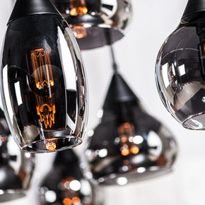 Hanglamp, 8-lichts, H340 gerookt glas