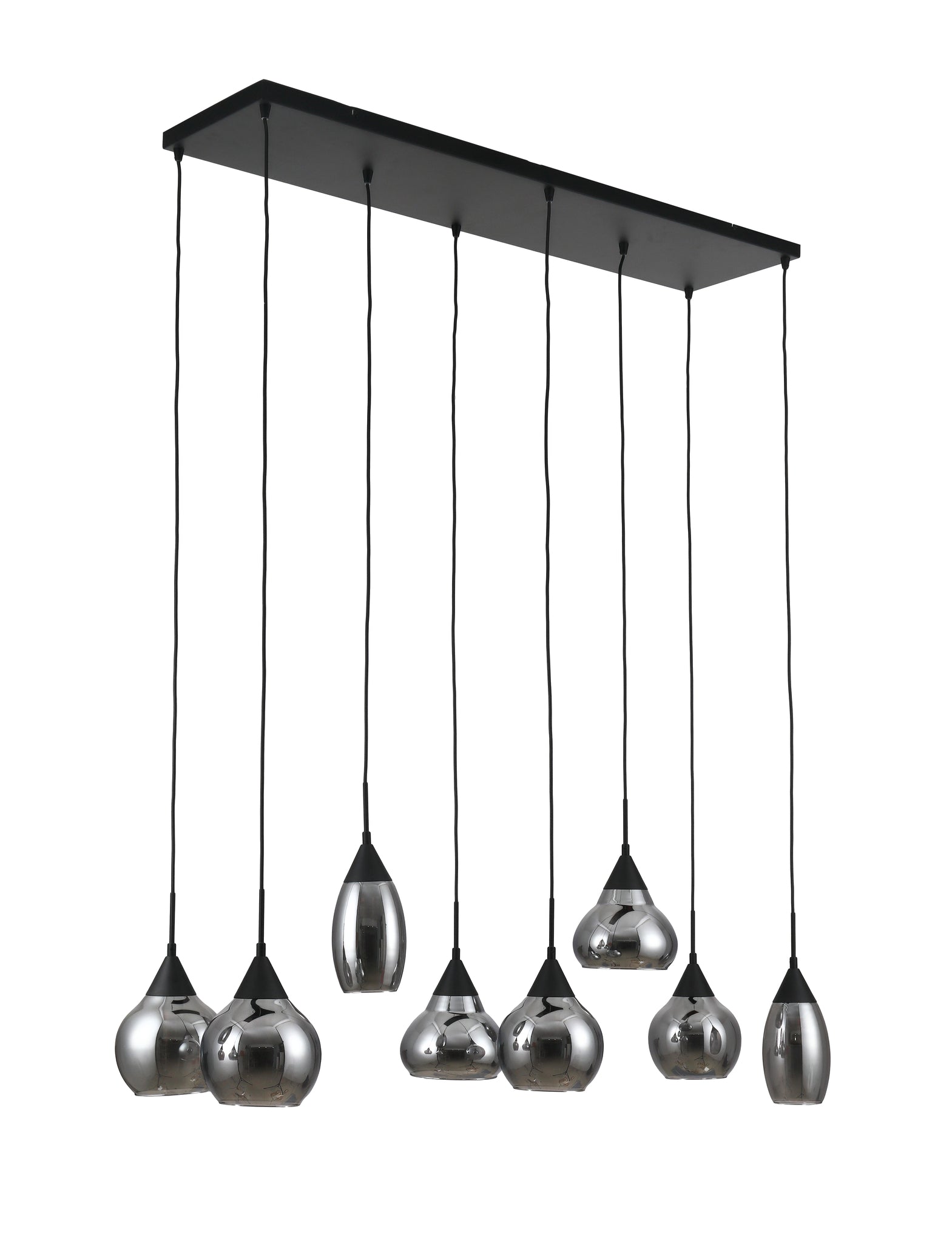 Hanglamp, 8-lichts, H340 gerookt glas
