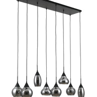 Hanglamp, 8-lichts, H340 gerookt glas