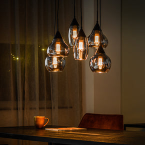 Hanglamp, 6-lichts, H340 gerookt glas