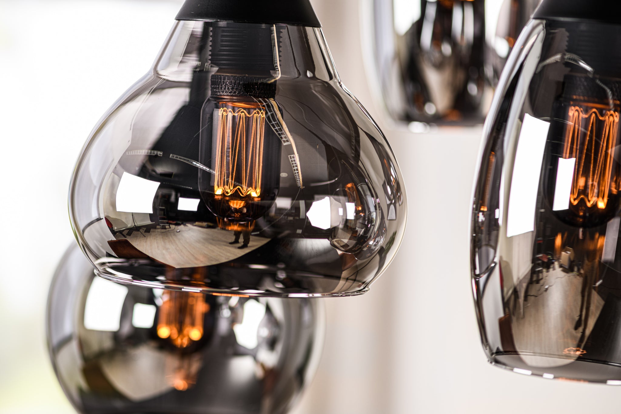 Hanglamp, 6-lichts, H340 gerookt glas
