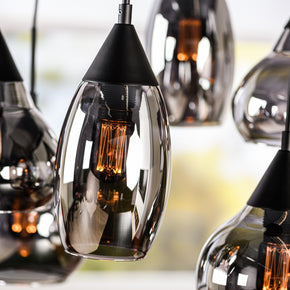Hanglamp, 6-lichts, H340 gerookt glas