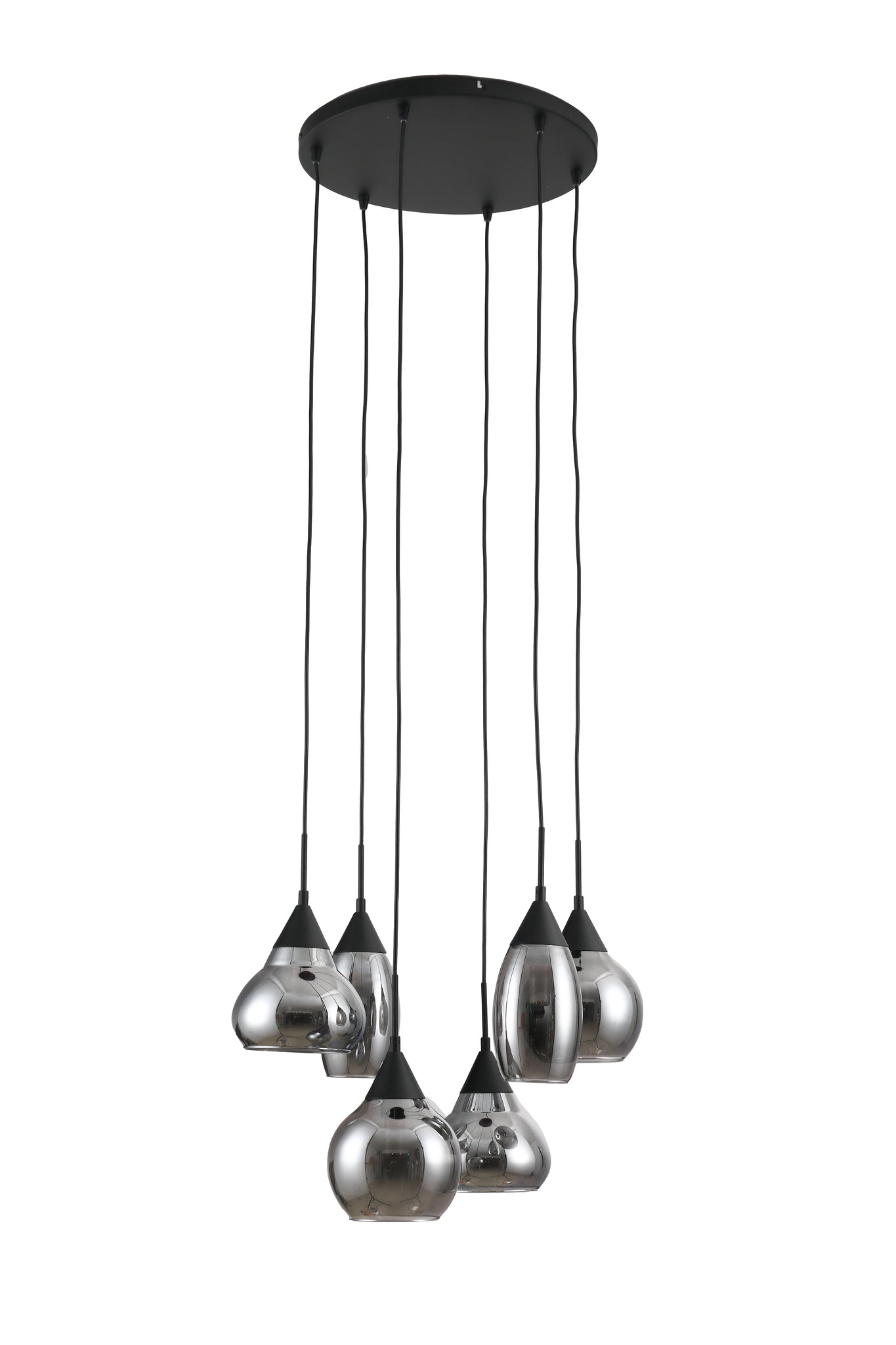 Hanglamp, 6-lichts, H340 gerookt glas