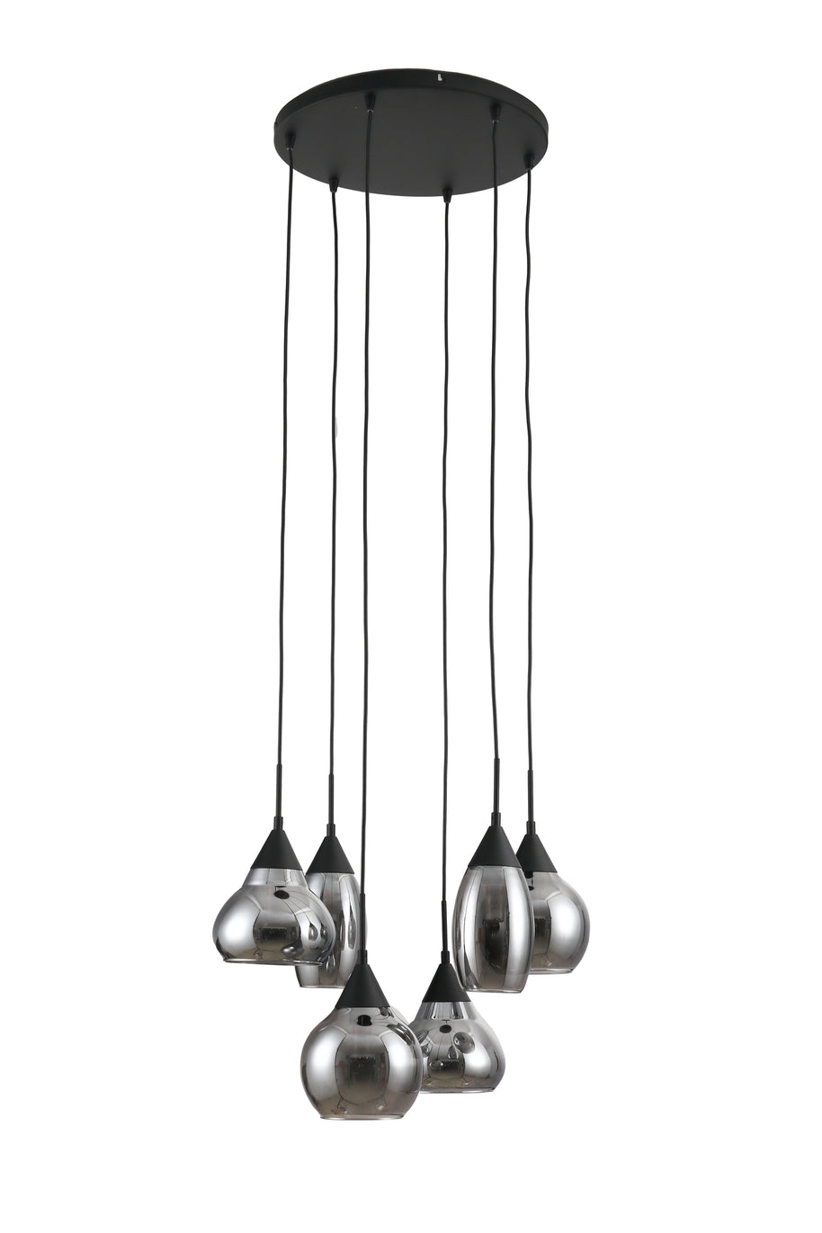 Hanglamp, 6-lichts, H340 gerookt glas