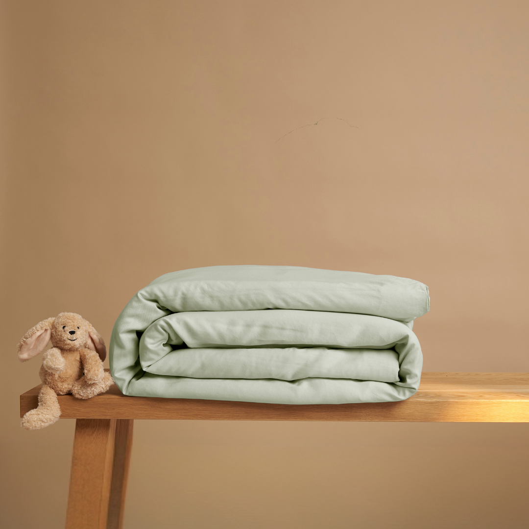 Coco & Cici - Kinder - TENCEL-satijn Dekbedovertrek Grijsgroen | + 1 kussensloop 60x70 - 1 kussensloop 60x70