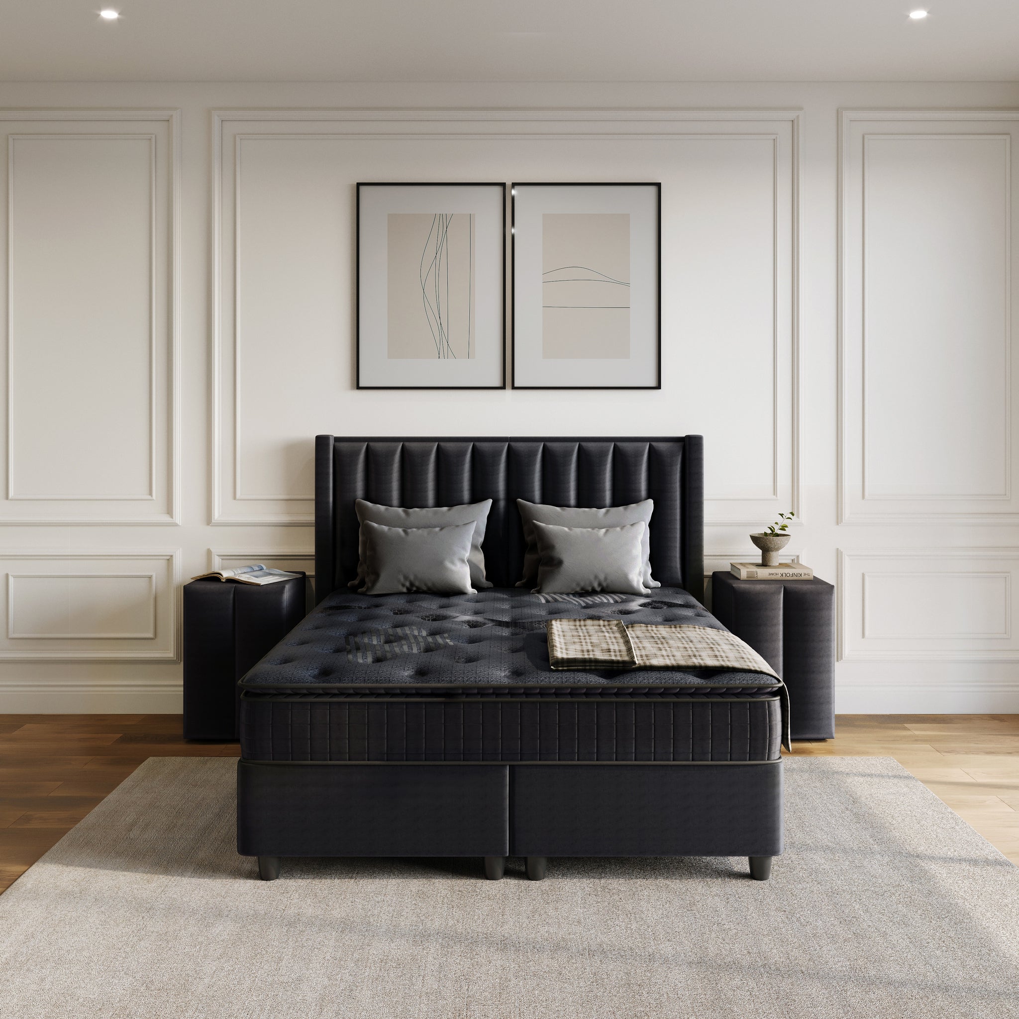 Opbergboxspring Blackpearl Antraciet 180x200