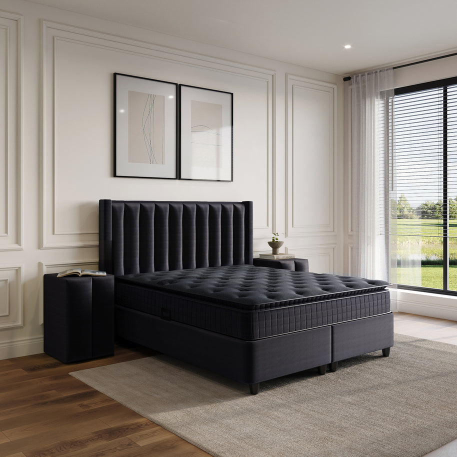 Opbergboxspring Blackpearl Antraciet 180x200