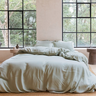 Coco & Cici - Tencel-satijn dekbedovertrek 200 x 200 cm - 2-persoons beddengoed - grijsgroen - Lyocell - hypoallergeen en extra zacht - 2 kussenslopen (60 x 70 cm)