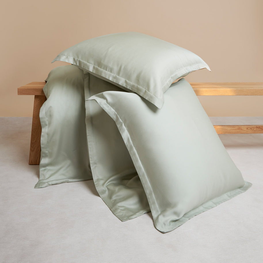 Coco & Cici - Tencel-satijn dekbedovertrek 200 x 200 cm - 2-persoons beddengoed - grijsgroen - Lyocell - hypoallergeen en extra zacht - 2 kussenslopen (60 x 70 cm)