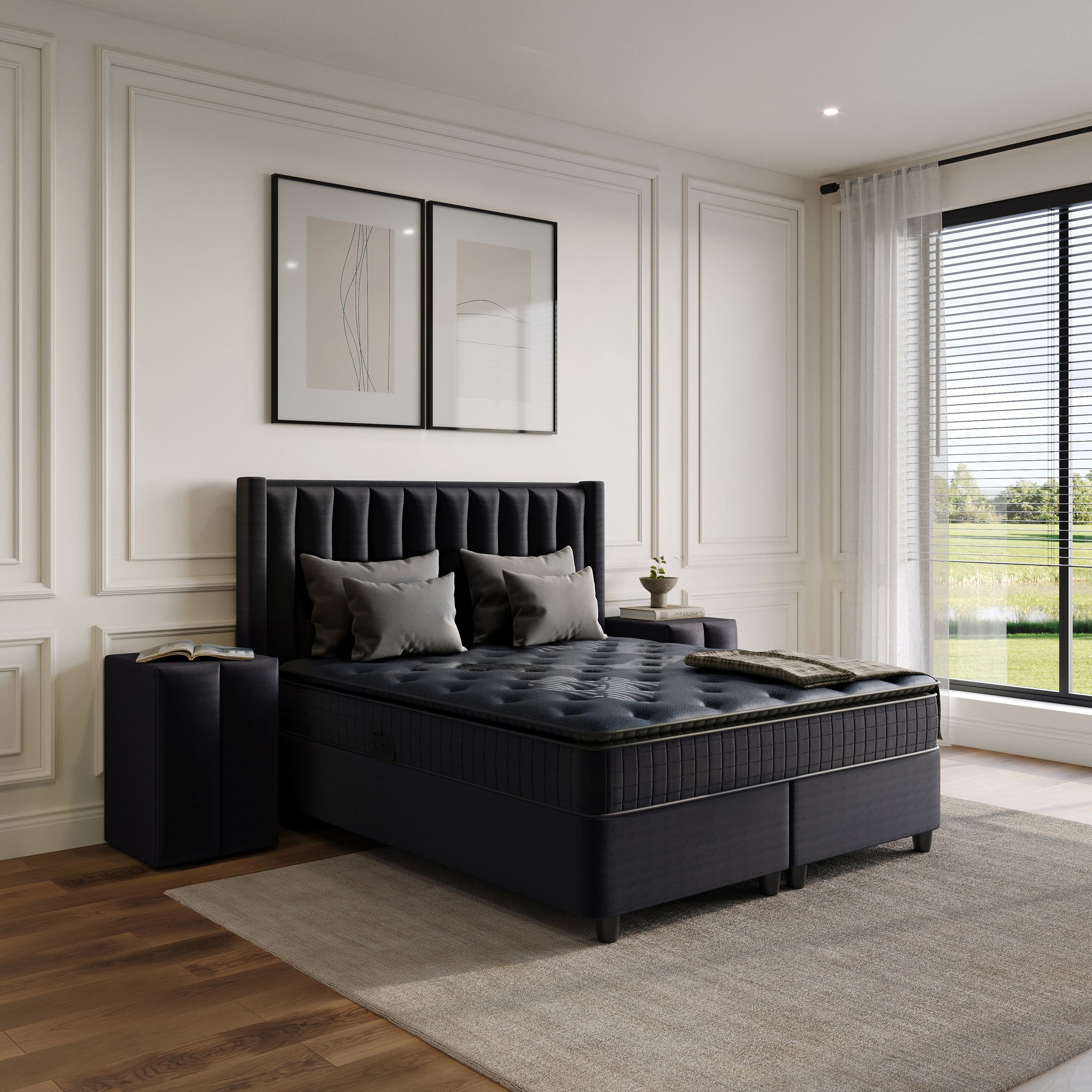 Opbergboxspring Blackpearl Antraciet 180x210