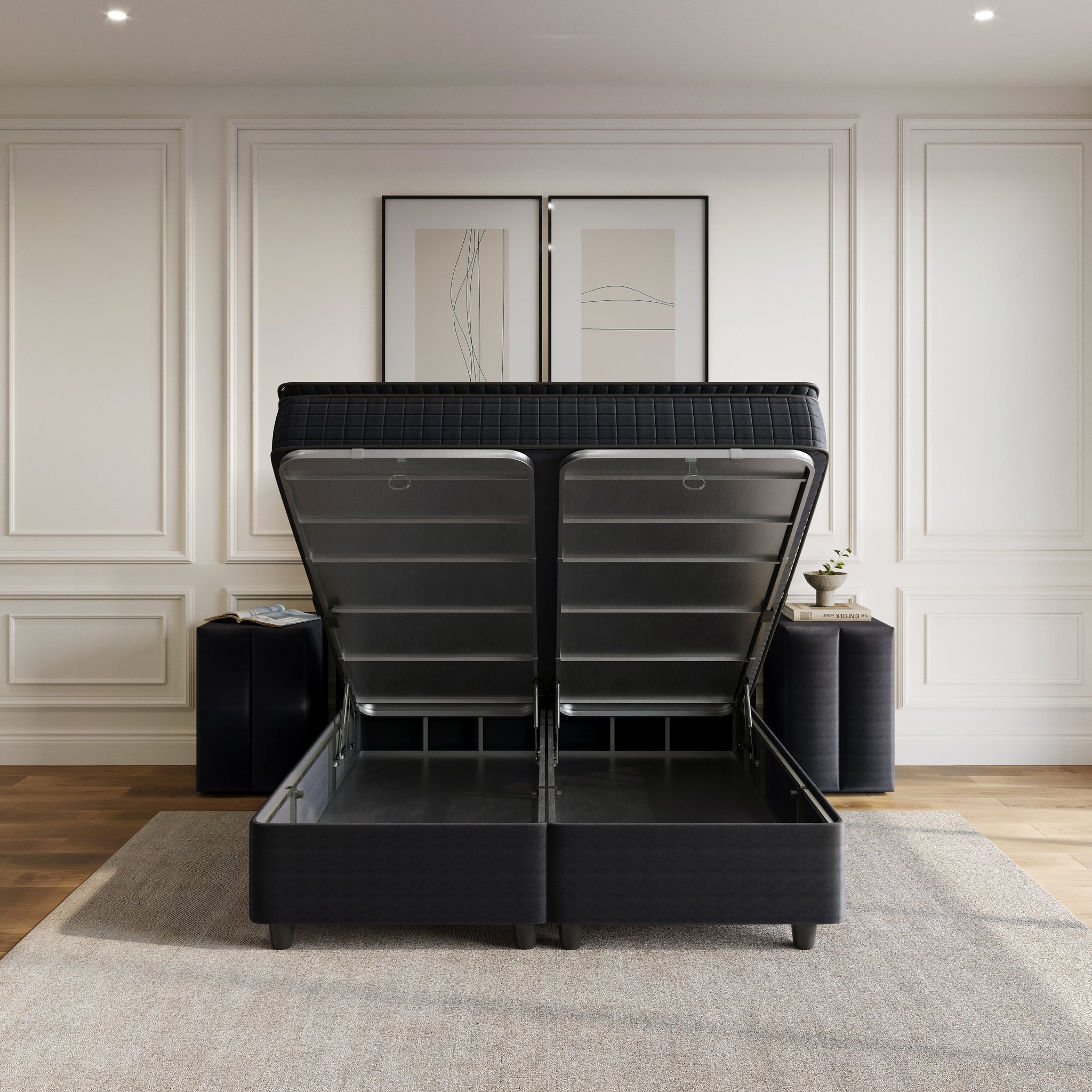 Opbergboxspring Blackpearl Antraciet 180x220