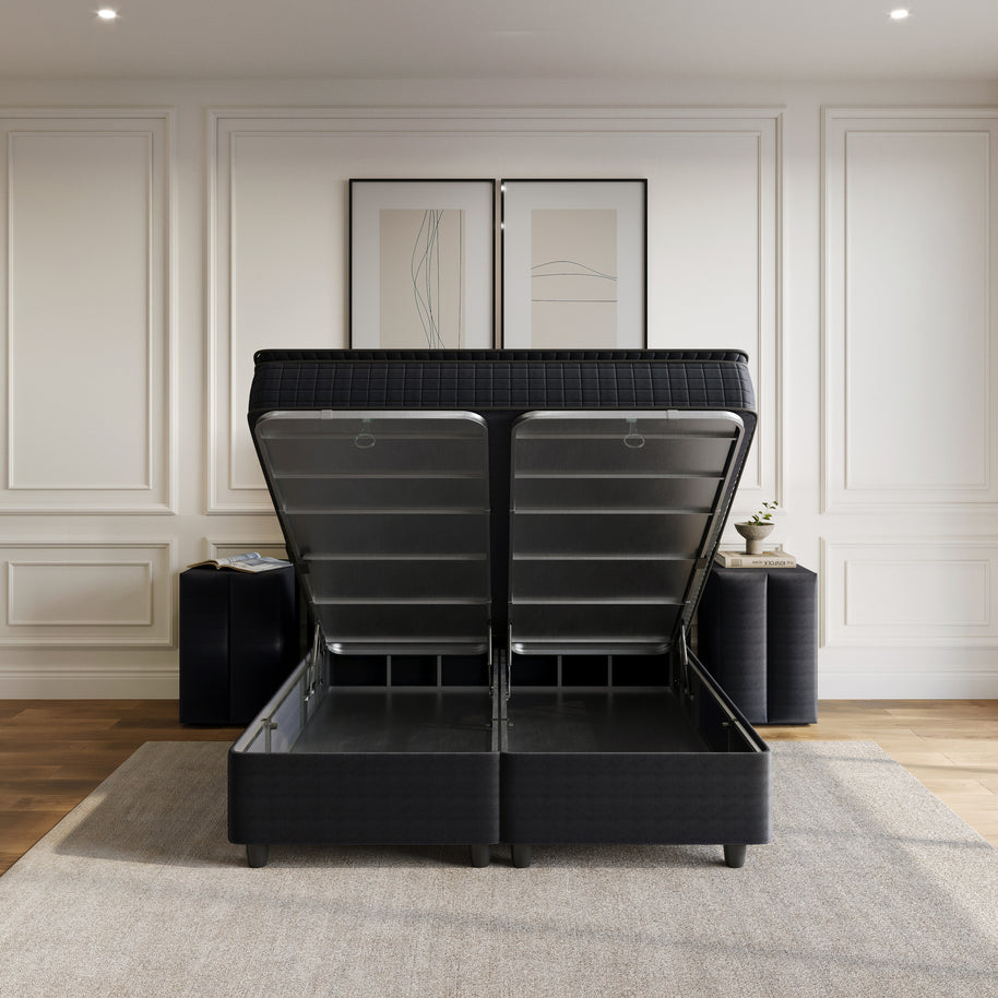 Opbergboxspring Blackpearl Antraciet 180x220