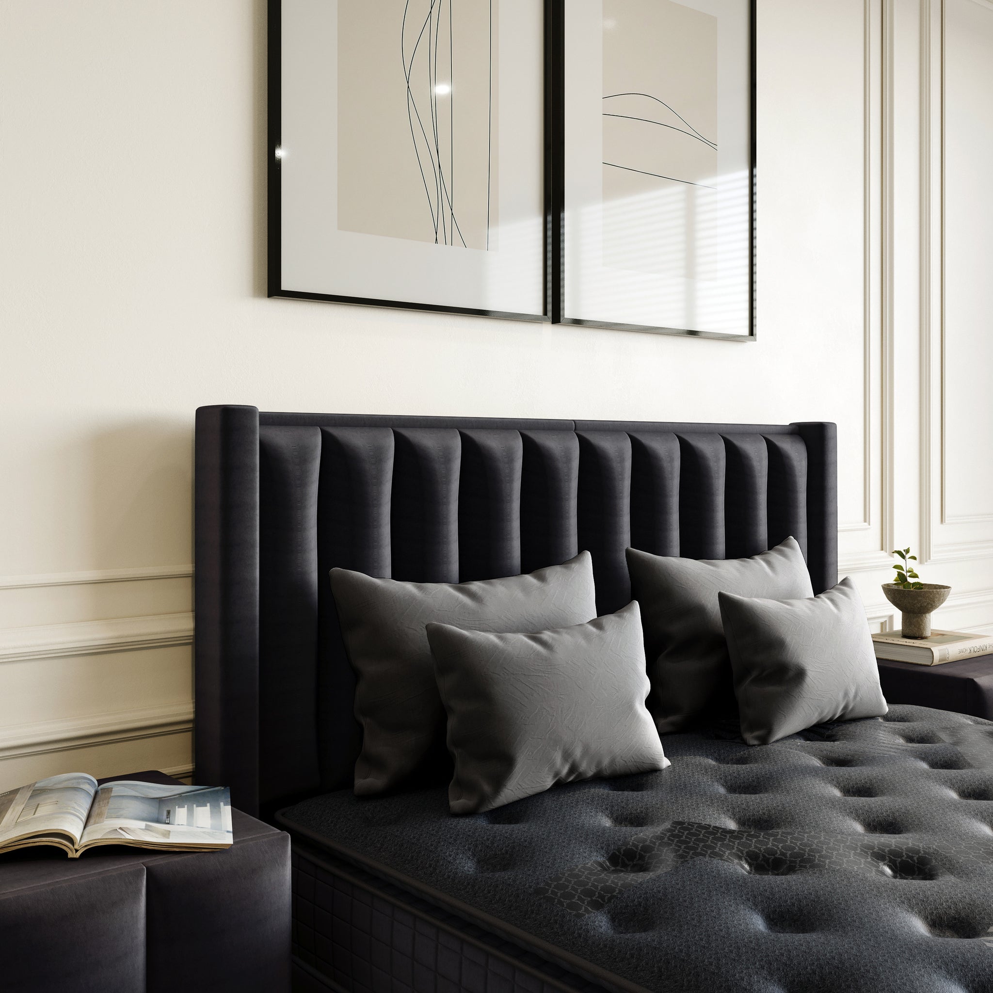 Opbergboxspring Blackpearl Antraciet 180x220
