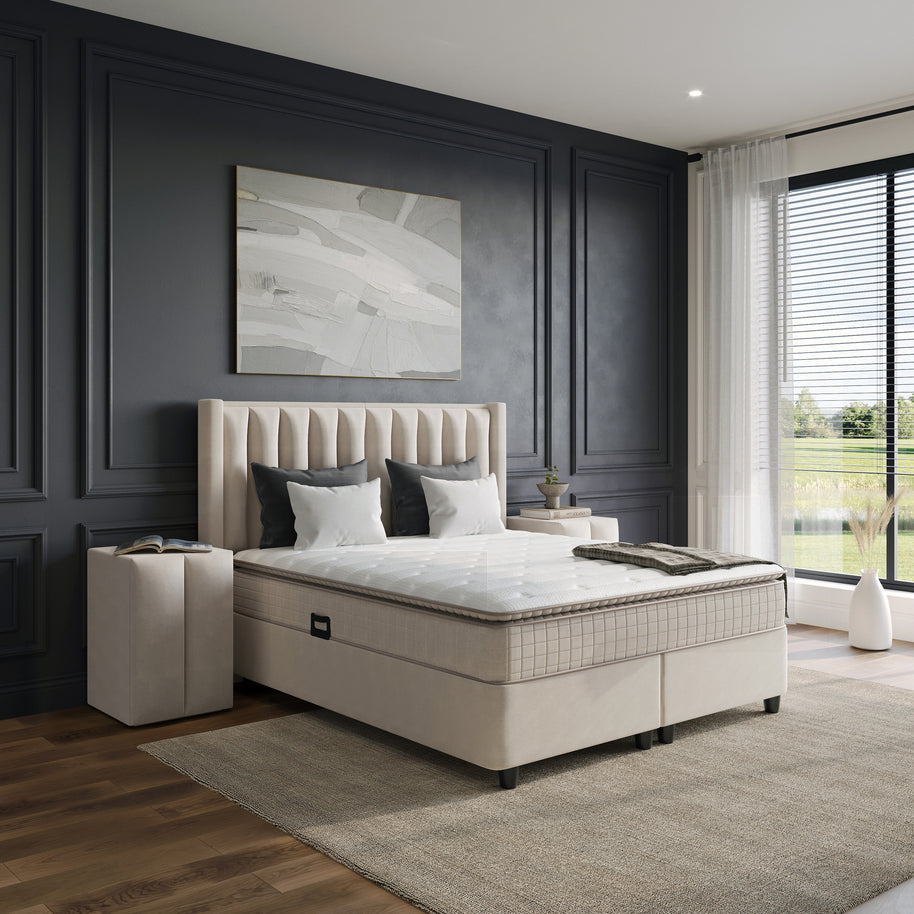 Boxspring met opbergruimte Blackpearl Beige 90x200