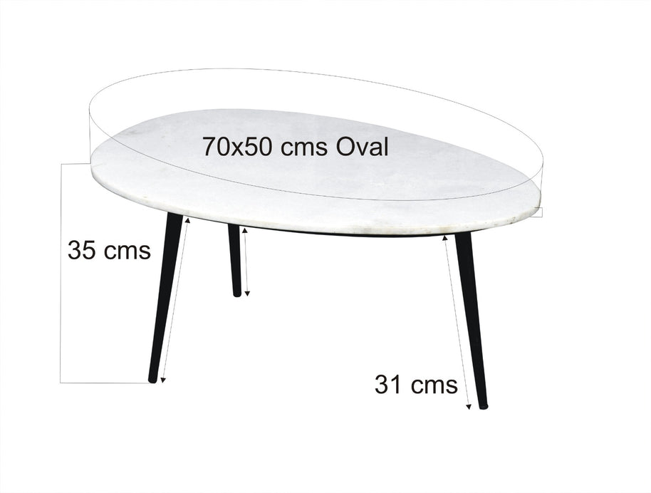Organisch marmer wit-zwart 70 cm