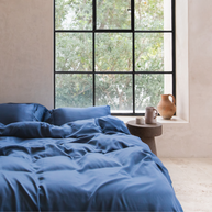 Coco & Cici - Tencel-satijn dekbedovertrek 260 x 220 cm - 2-persoons beddengoed - donkerblauw - Lyocell - hypoallergeen & extra zacht - 2 kussenslopen (60 x 70 cm)