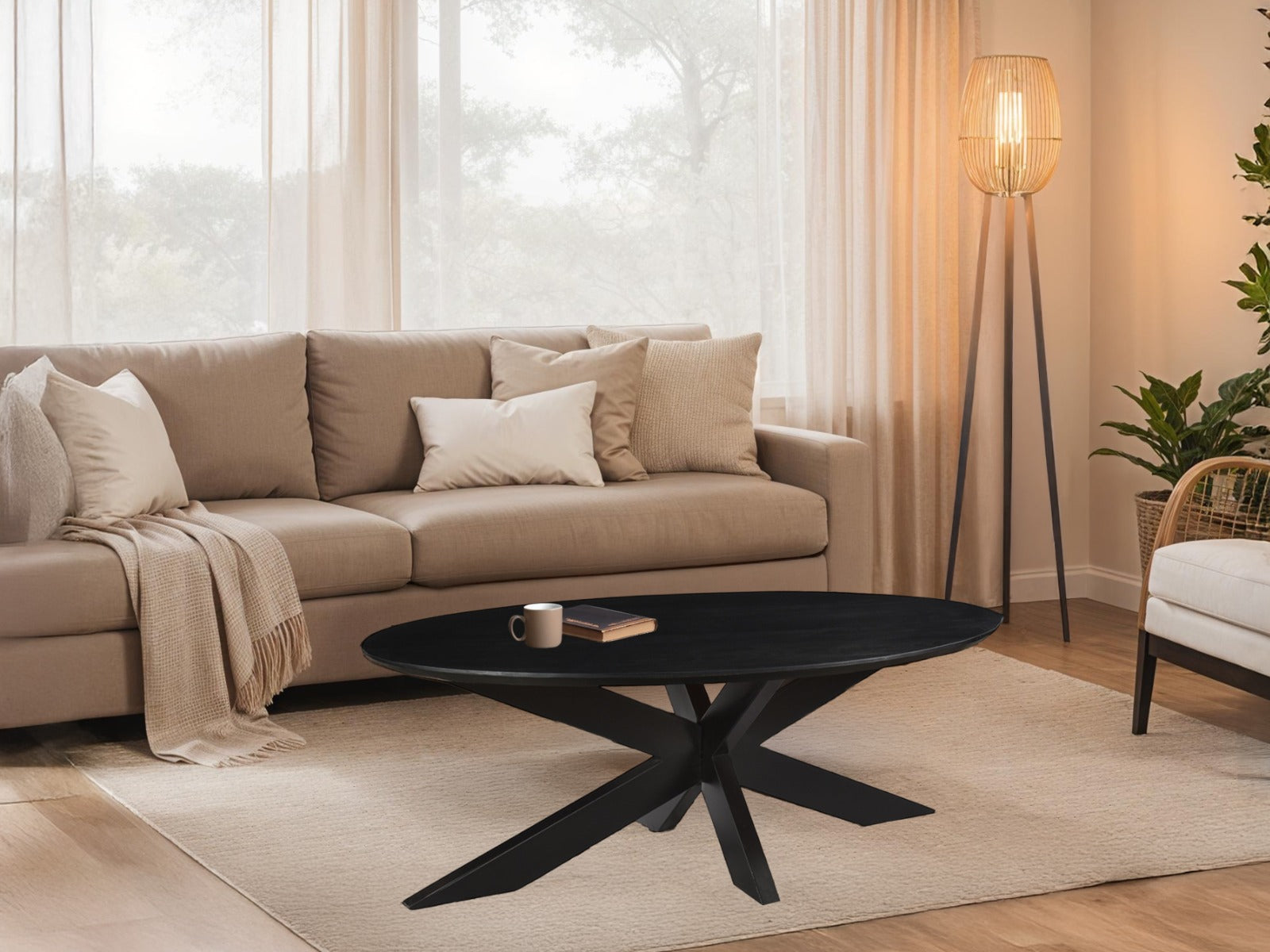 Oslo Ovaal Zwart 130 cm