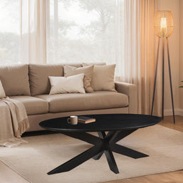 Oslo Ovaal Zwart 130 cm