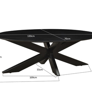 Oslo Ovaal Zwart 130 cm