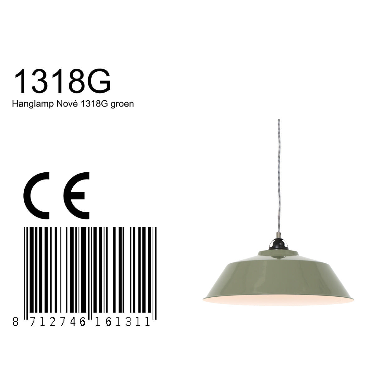 Hanglamp Nove 1318G groene sfeermaker met moderne uitstraling