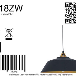 Hanglamp Nove 1318ZW zwart/goud met warme luxe uitstraling
