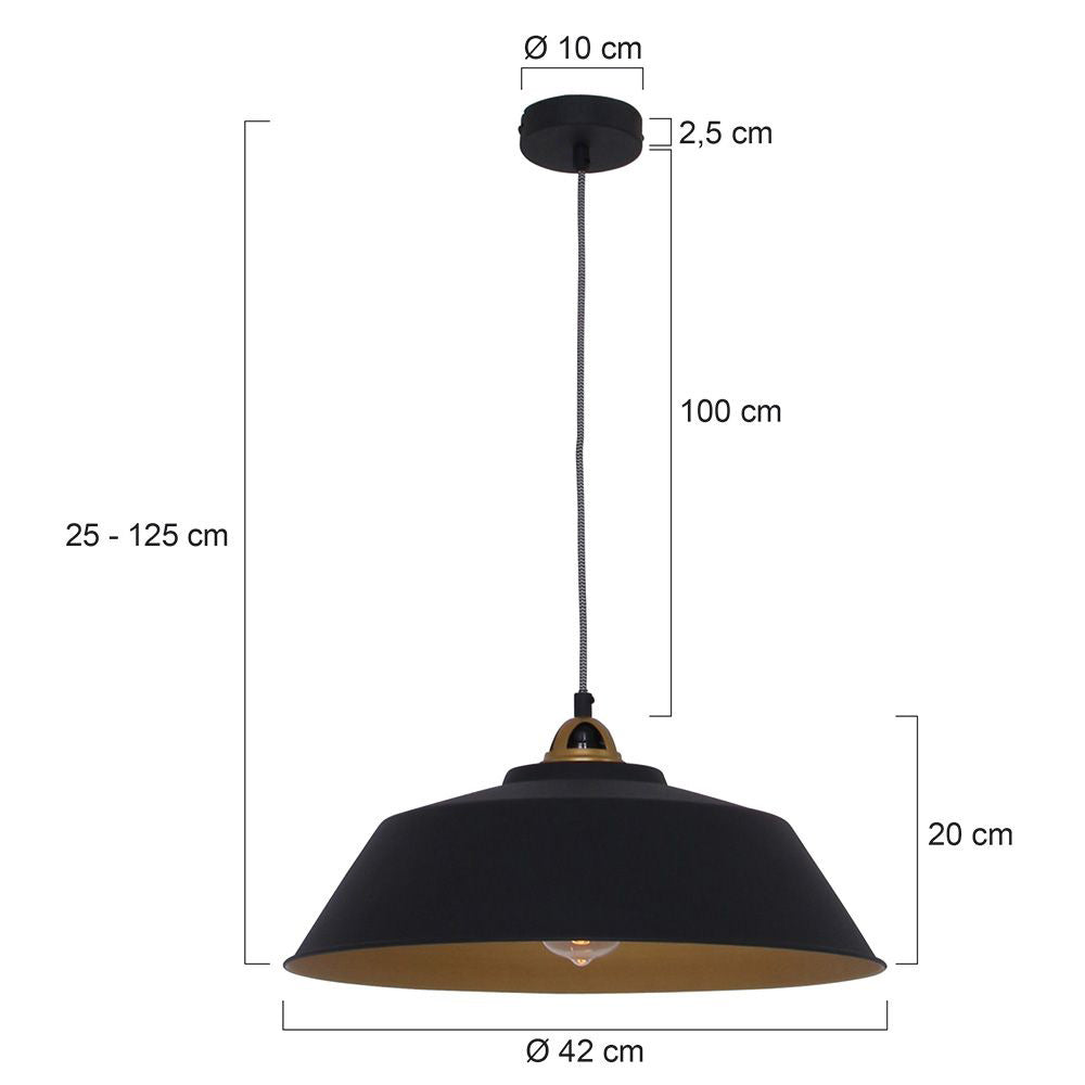 Hanglamp Nove 1318ZW zwart/goud met warme luxe uitstraling