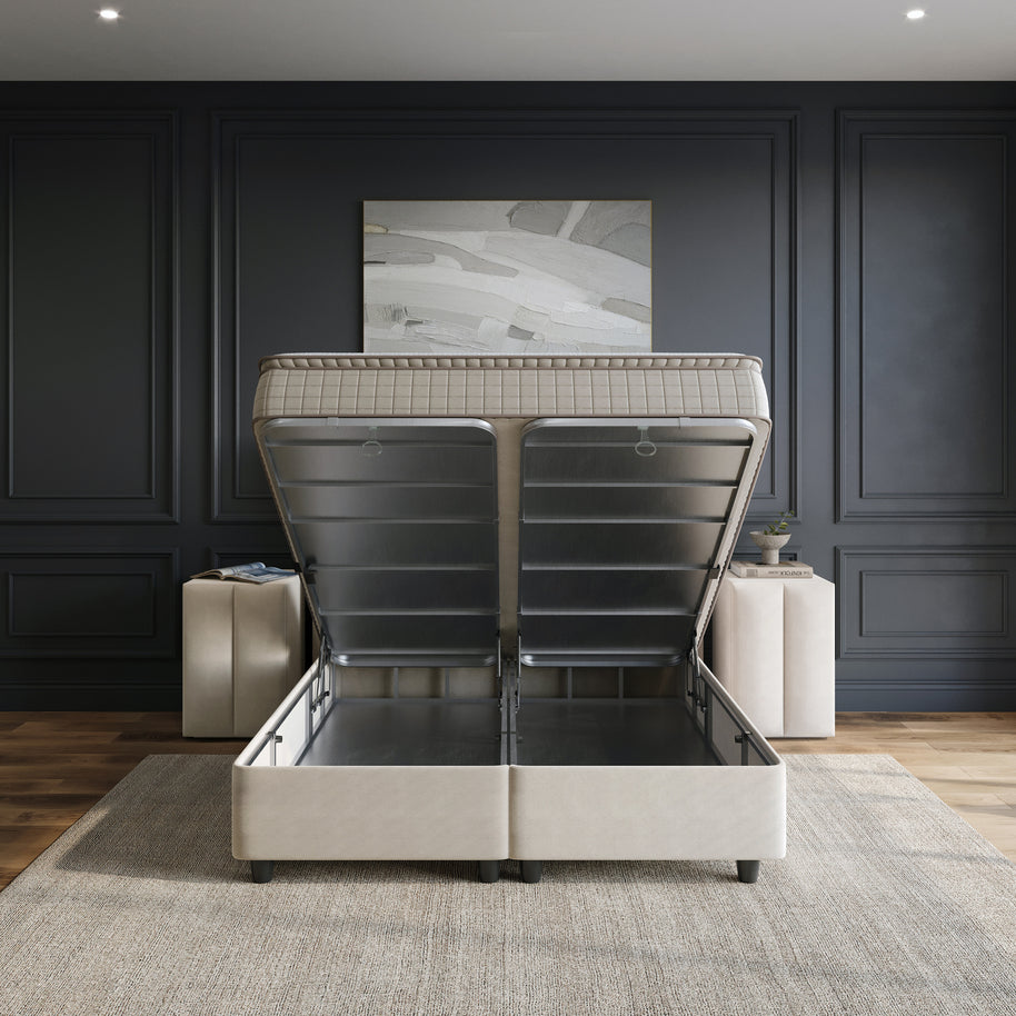 Opbergboxspring Blackpearl Beige 180x200