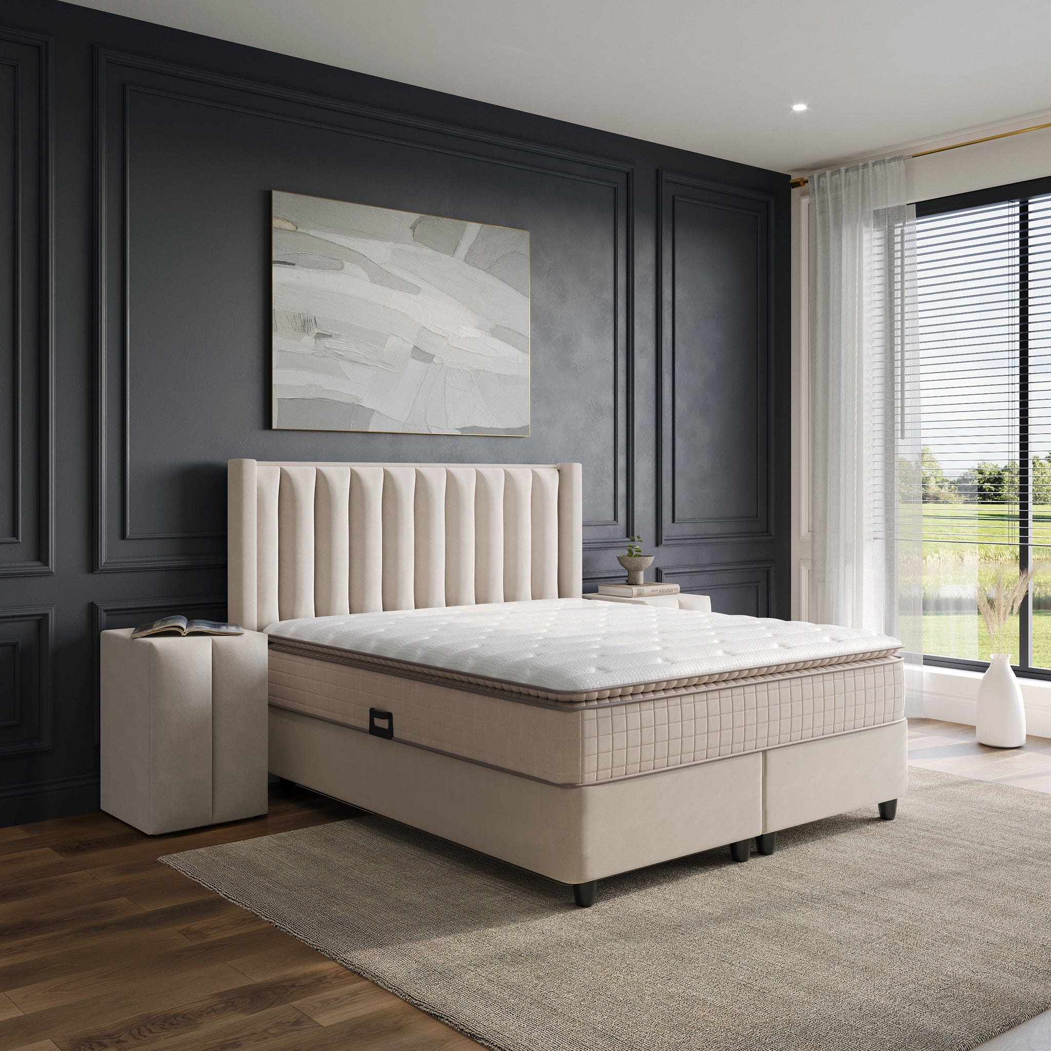 Opbergboxspring Blackpearl Beige 180x220