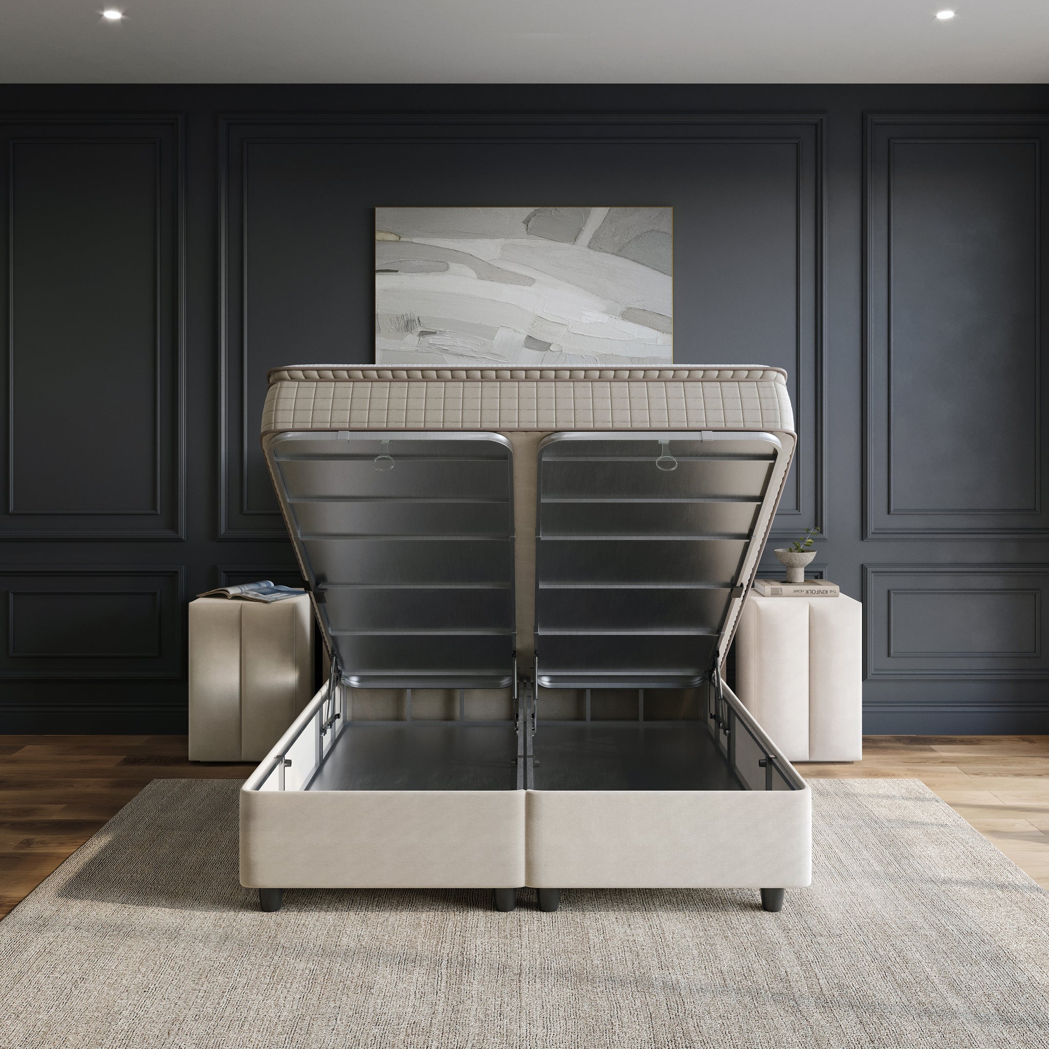 Opbergboxspring Blackpearl Beige 180x220
