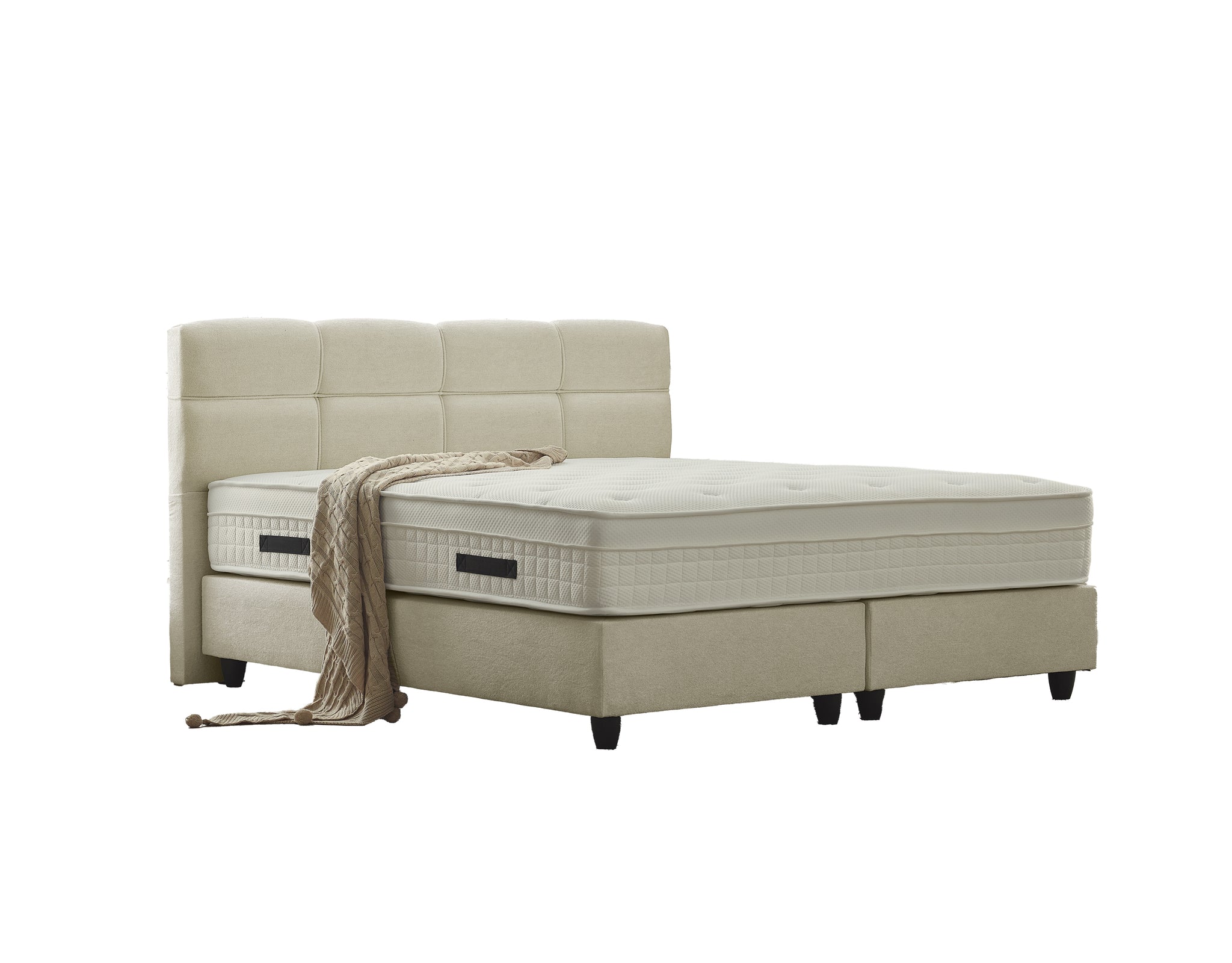 Boxspring Vida Teddy Bouclé beige 140x200 cm
