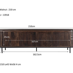Noor walnoot 210 cm