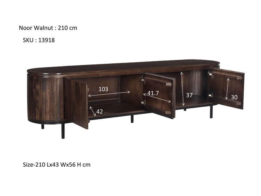 Noor walnoot 210 cm