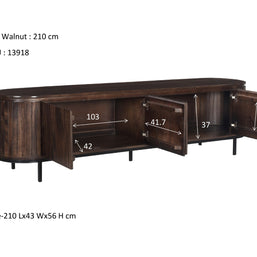 Noor walnoot 210 cm