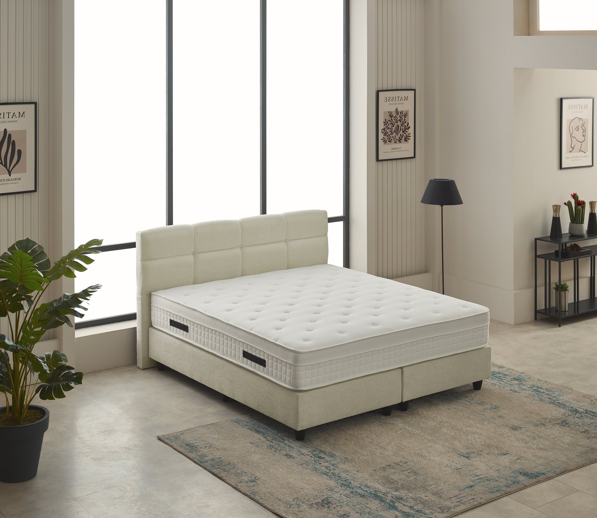 Boxspring Vida Teddy Bouclé Beige 160x200