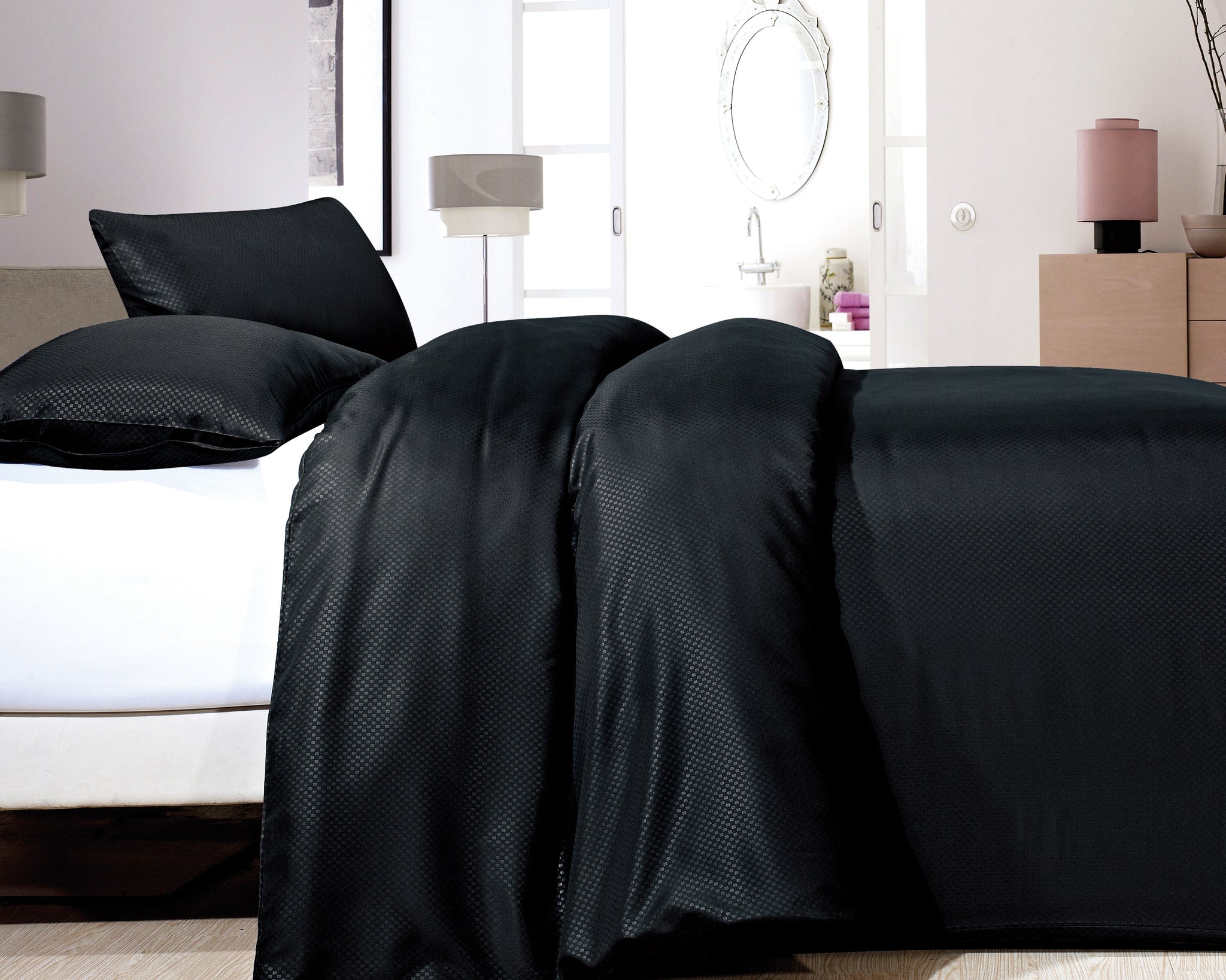 Satin Point Zwart 140 x 220